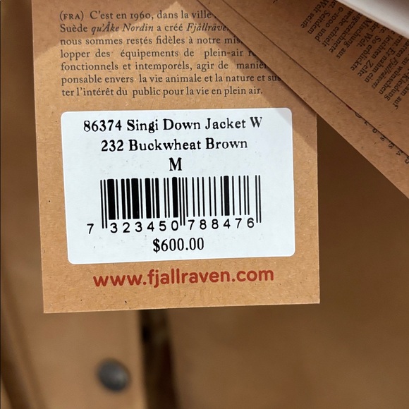 NWT Fjallraven Singi down Tan Parka with Faux Fur Hood size medium - Picture 3 of 6